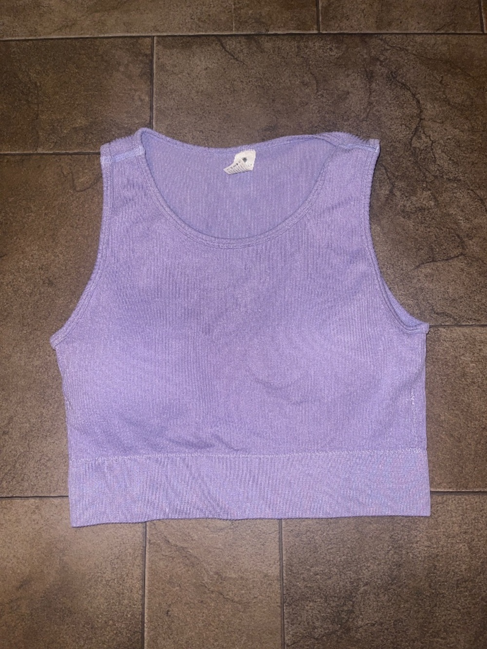 Yogalicious Lavender Padded Ribbed Cropped Stretch Tank Top Size Large